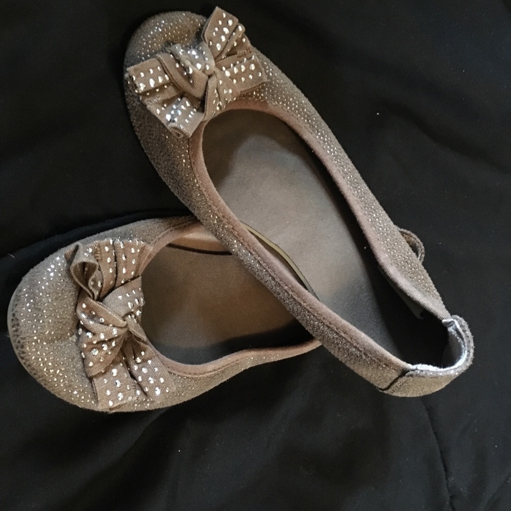 Girls Sparkle Flats with Bows